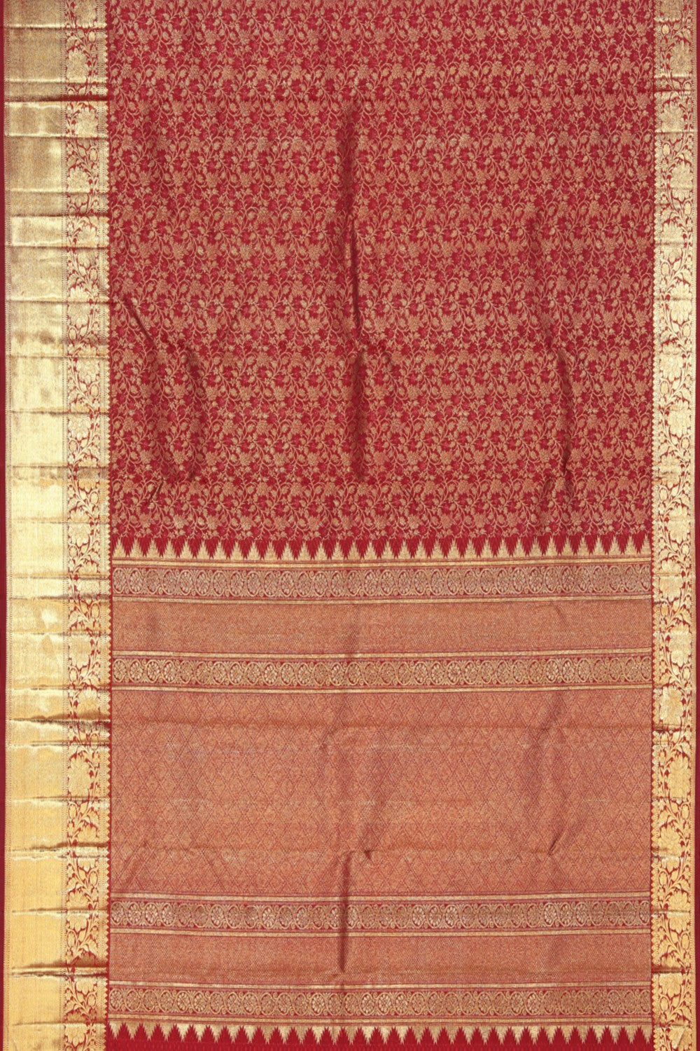 Image of Kanjivaram Silk Brocade Maroon Saree